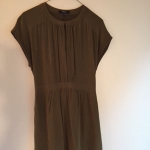 Madewell Olive Green Silk Dress Size 2